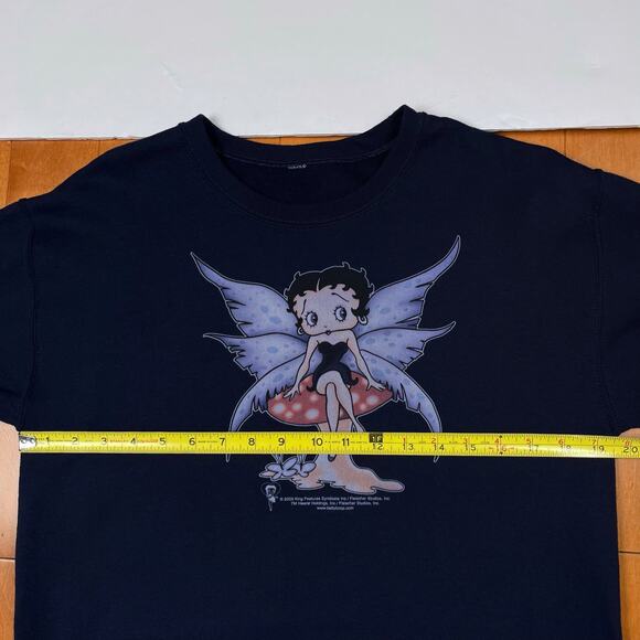 Y2K Betty Boop Fairy Crewneck Pullover Sweatshirt Blue Vintage Grunge Top 2009 - Picture 9 of 13